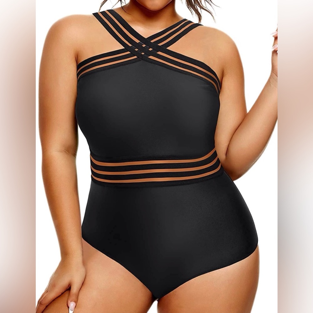 Hilor Women's One Piece Swimwear Front Crossover Swimsuits Hollow Bathing XXL - Picture 6 of 9